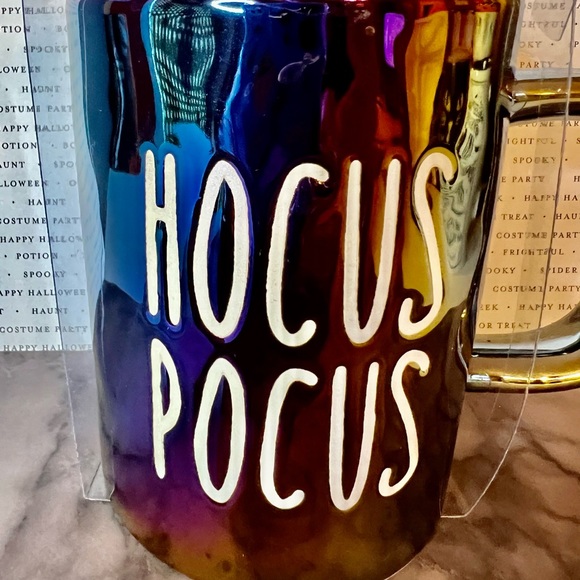 Halloween Hocus Pocus Iridescent Mug with Witch Hat Lid Purples Blues Gold - Picture 5 of 6